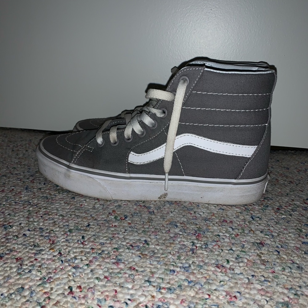 Vans Sk8-Hi High Top Sneakers in Gray and White